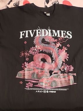 FIVEDIMES Black Tee with Pink Dragon & FRS/BRZ